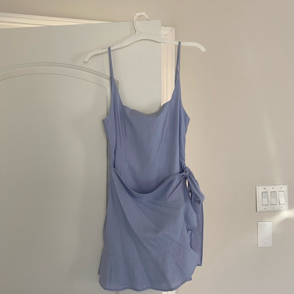Princess Polly Baby Blue Mini Wrap Dress
